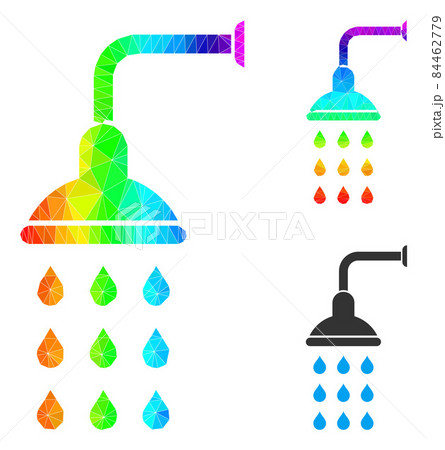 Vector Polygonal Shower Icon with Spectral Colored Gradient 84462779