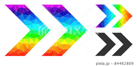 Vector Polygonal Shift Right Icon with Spectral Colored Gradient 84462809