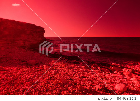 Mystical seaside with rocks. Mystical seaside with rocks. 84463151