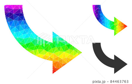 Vector Triangle Filled Rotate Right Icon with Spectral Colored Gradient 84463763