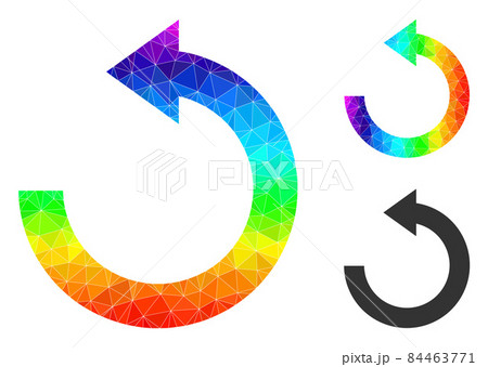 Vector Lowpoly Rotate Left Icon with Spectrum Gradient 84463771