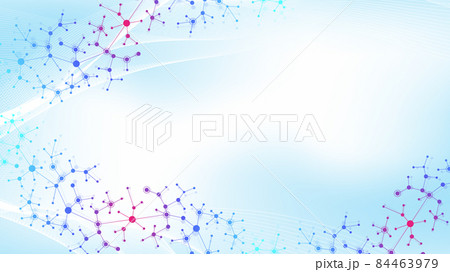 Colorful molecules background. DNA helix, DNA strand, DNA Test. Molecule or atom, neurons. Abstract structure for science or medical background. Scientific blue banner design template illustration. 84463979