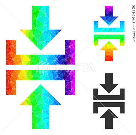 Vector Polygonal Press Vertical Direction Icon with Spectrum Gradient 84464506