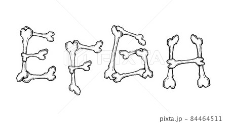 Bones alphabet. Vector illustration in cartoon style on white background. Set 2 Bones alphabet. Vector illustration in cartoon style on white background. Set 2 84464511