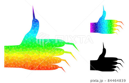 Vector Polygonal Monster Hand Icon with Spectral Colored Gradient 84464839
