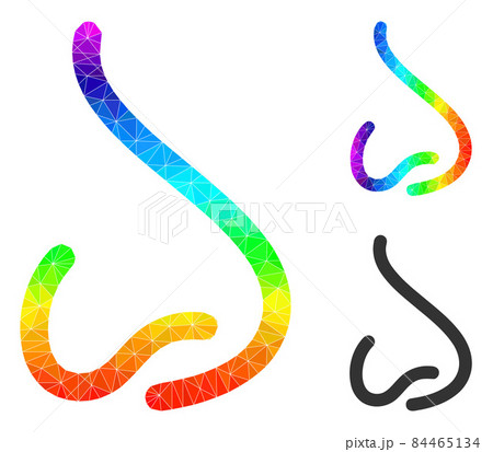 Vector Triangle Filled Human Nose Icon with Spectral Colored Gradient 84465134