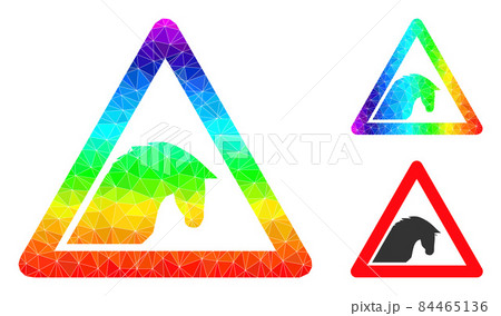 Vector Polygonal Horse Warning Icon with Spectral Colored Gradient 84465136