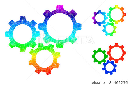 Vector Triangle Filled Gear Box Icon with Spectrum Gradient 84465236