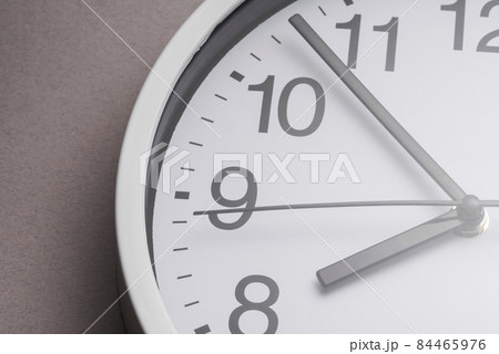 white clock ticking showing 8 oclock. High quality photo 84465976