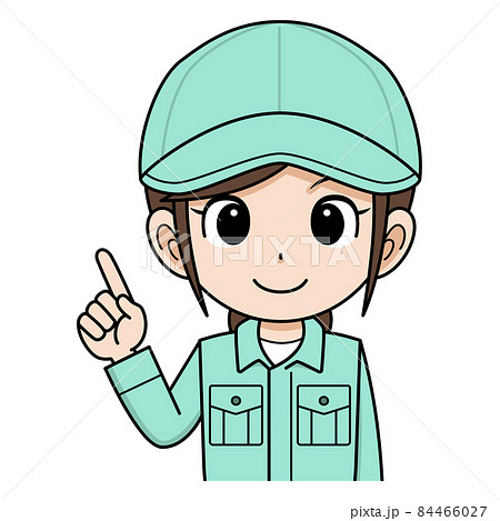 指差しする帽子をかぶった作業員の女性 84466027