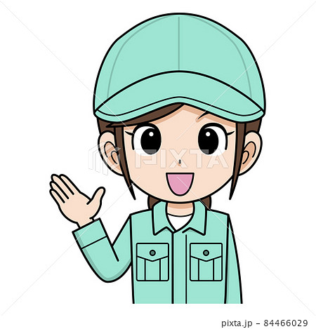 案内する帽子をかぶった作業員の女性 84466029