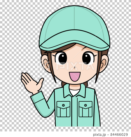 案内する帽子をかぶった作業員の女性 84466029