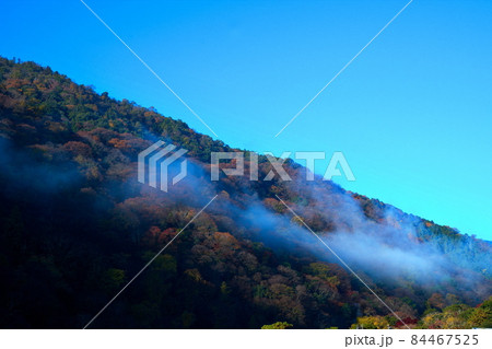 京都嵐山大堰川に浮かぶ秋の朝の霧 京都嵐山大堰川に浮かぶ秋の朝の霧 84467525