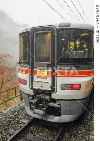 雨の秘境駅巡り、田本駅に停車中の飯田線秘境駅号 雨の秘境駅巡り、田本駅に停車中の飯田線秘境駅号 84467640