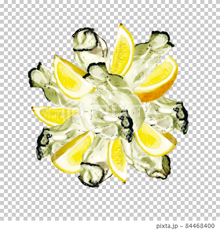 手繪水彩生蠔和檸檬插圖 方形框架/圓形填充 手繪水彩生蠔和檸檬插圖 方形框架/圓形填充 84468400