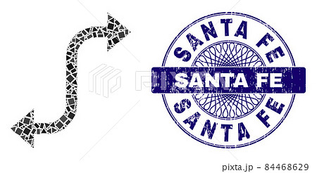 Textured Santa Fe Stamp Seal and Geometric Opposite Bend Arrow Mosaic 84468629