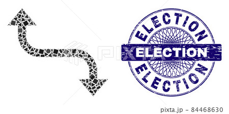 Textured Election Badge and Geometric Opposite Bend Arrow Mosaic 84468630