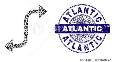 Rubber Atlantic Stamp Seal and Geometric Opposite Bend Arrow Mosaic Rubber Atlantic Stamp Seal and Geometric Opposite Bend Arrow Mosaic 84468632