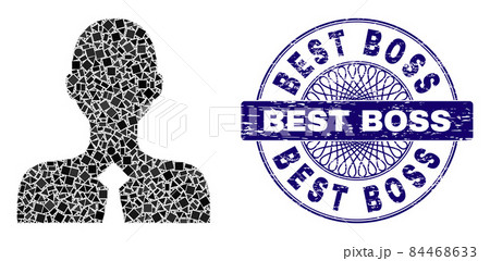 Textured Best Boss Stamp Seal and Geometric Official Person Mosaic 84468633