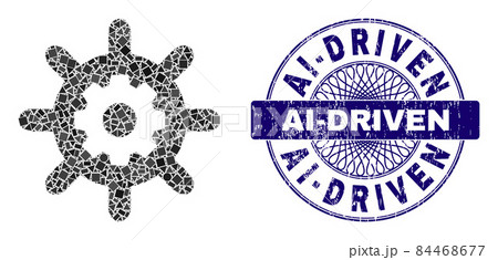 Grunge Ai-Driven Stamp and Geometric Nanotechnology Mosaic 84468677