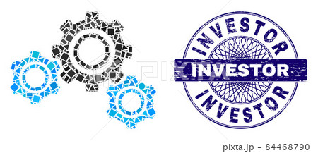 Scratched Investor Badge and Geometric Gears Mosaic Scratched Investor Badge and Geometric Gears Mosaic 84468790