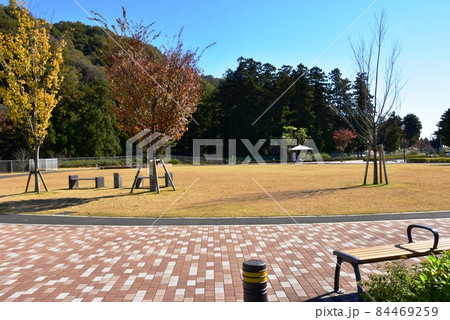 群馬県みどり市　大間々のはねたき広場と紅葉 84469259