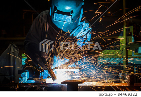 Industrial steel welder in factory 84469322