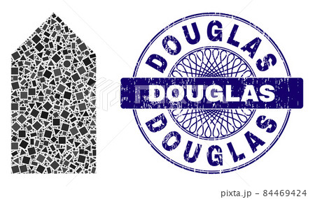 Scratched Douglas Stamp and Geometric Direction Up Mosaic 84469424