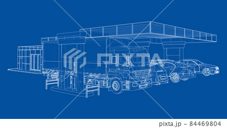 Electric Car Charging Station with Cars and Truck 84469804