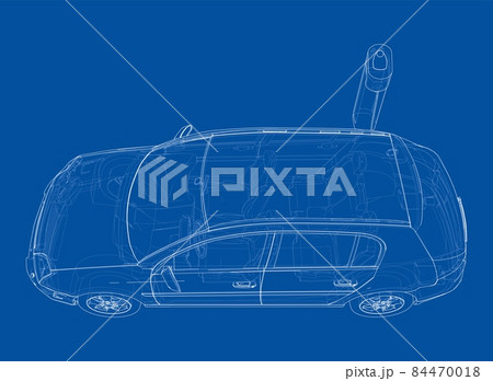 Electric Vehicle Charging Station Sketch 84470018