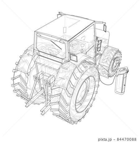 Electric Farm Tractor Charging Station Sketch Electric Farm Tractor Charging Station Sketch 84470088