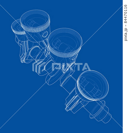 Engine crankshaft with pistons outline 84470116