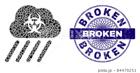 Scratched Broken Stamp Seal and Geometric Toxic Rain Mosaic 84470251