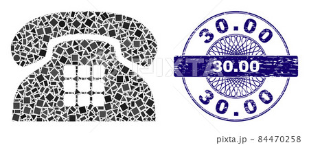 Rubber 30.00 Stamp and Geometric Tone Phone Mosaic 84470258