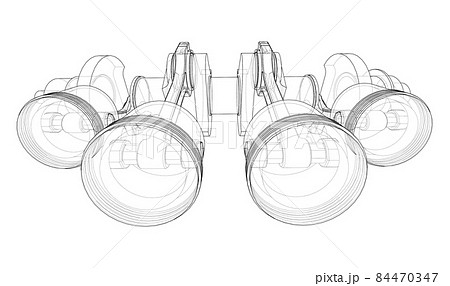 Engine crankshaft with pistons outline Engine crankshaft with pistons outline 84470347