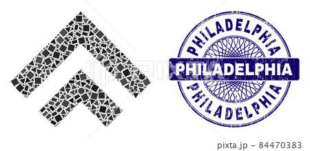 Rubber Philadelphia Seal and Geometric Shift Up Mosaic 84470383