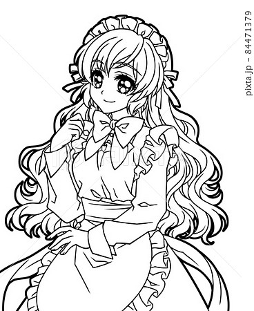 Girl coloring book / maid (no background) - Stock Illustration [84471379] -  PIXTA