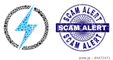 Textured Scam Alert Stamp and Geometric Electricity Mosaic 84472471