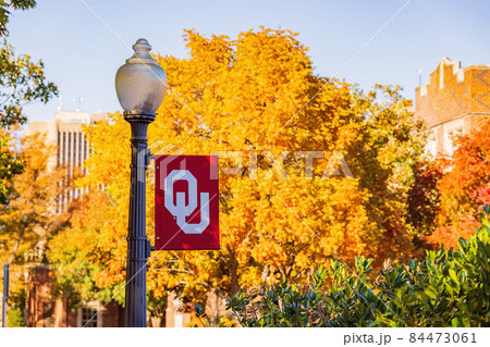 Beautiful fall color view of the campus of Univeristy of Oklahoma Beautiful fall color view of the campus of Univeristy of Oklahoma 84473061