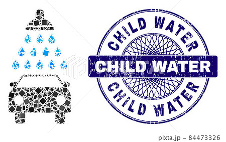 Distress Child Water Stamp and Geometric Car Shower Mosaic Distress Child Water Stamp and Geometric Car Shower Mosaic 84473326