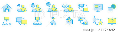 freelance worker, work from home, laptop, pc monit 84474892