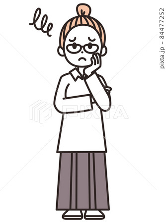 困った顔で腕組みをしている若い女性のイラスト素材のイラスト素材