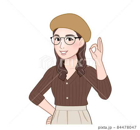 ベレー帽を被った女性のイラスト素材