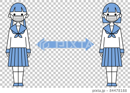 人物插畫_女學生_社交距離 人物插畫_女學生_社交距離 84478188