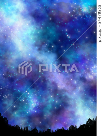 星空と夜の森の風景イラスト 星空と夜の森の風景イラスト 84479858