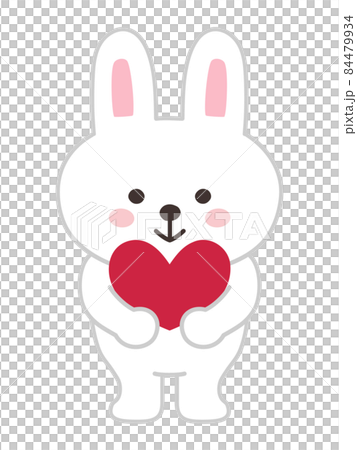 一隻可愛的兔子與一顆心的插圖 84479934