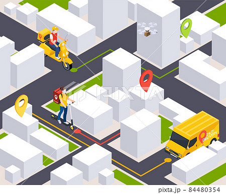 City Delivery Isometric Composition City Delivery Isometric Composition 84480354