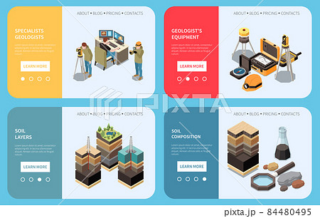 Geology Earth Exploration Isometric Banner Set Geology Earth Exploration Isometric Banner Set 84480495