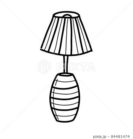 Table lamp sketch. Floor lamp.Hand-drawn doodle-style vector illustration 84481474