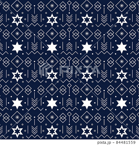 Ornamental Christmas pattern with stars and snowflakes  84481559